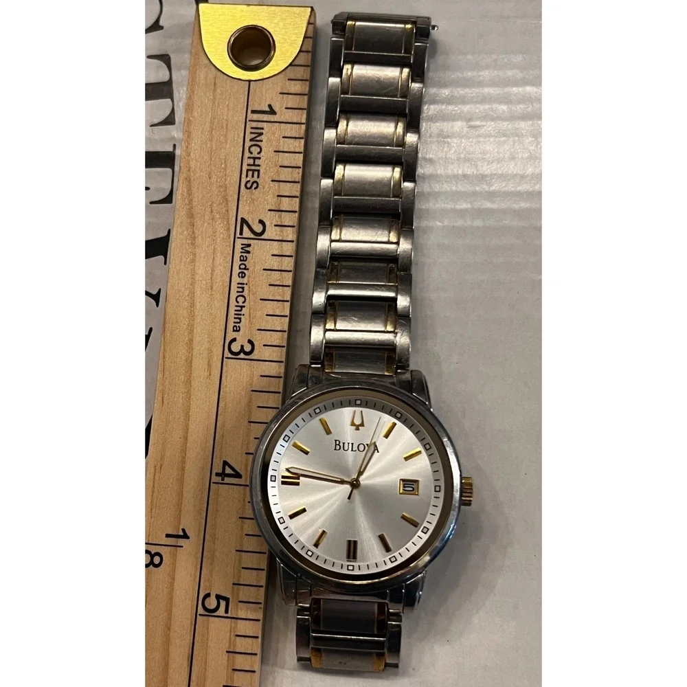 Bulova Two-Tone Silver Gold Dress‎ Watch Stainless Steel Water Resistant C937521